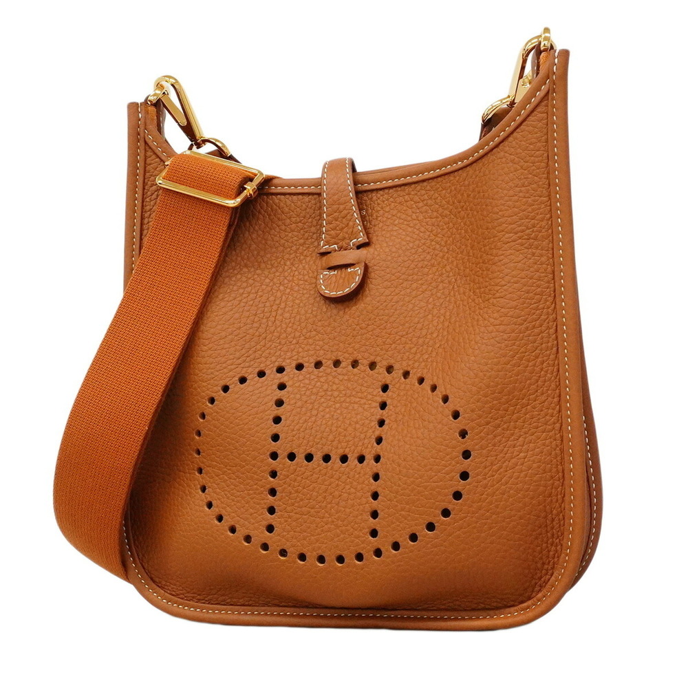 Hermes Evelyne 23 Shoulder Bag, Taurillon Clemence Leather, Gold, G Stamp, Wo...